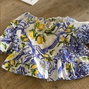 NWT navy and lemon off shoulder